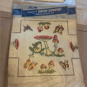 Bucilla Needlepoint Kit with Colorful Mushrooms and Butterflies